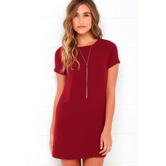 Lulus Dresses & Skirts - Lulu’s Shift and Shout Wine Red Shift Dress Size M